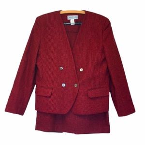 Norton McNaughton Black & Red Basketweave women suit Fully Lined EUC Vintage